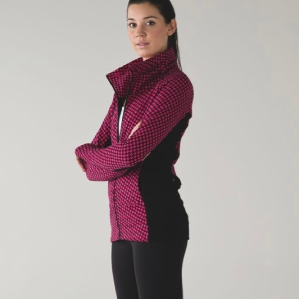 lululemon athletica Pink Houndstooth Utility Jacket with Black Panels